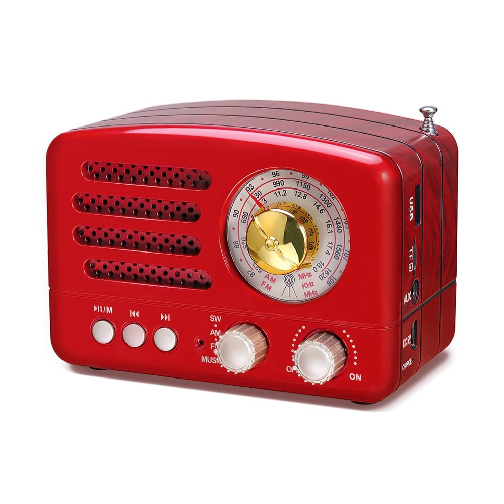 Portable Bluetooth Retro Radio, Rechargeable Battery
