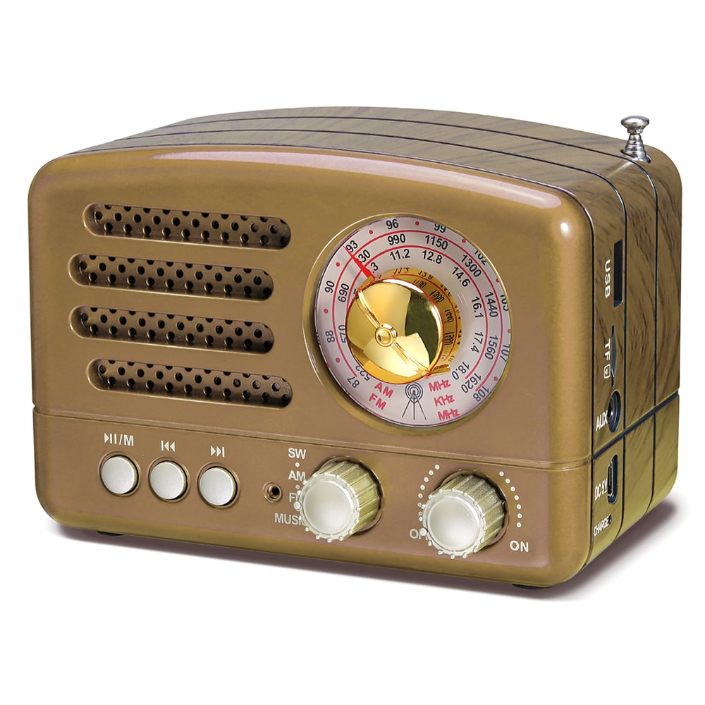 Portable Bluetooth Retro Radio, Rechargeable Battery