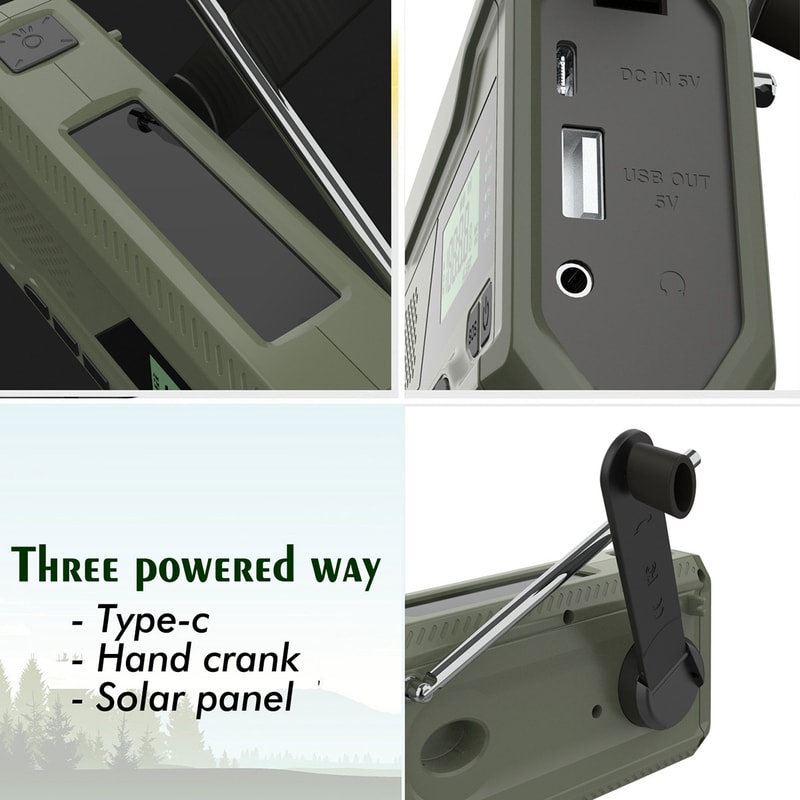 Bluetooth Emergency Radio With Solar Hand Crank Battery Portable Outdoor Survival Radio 3