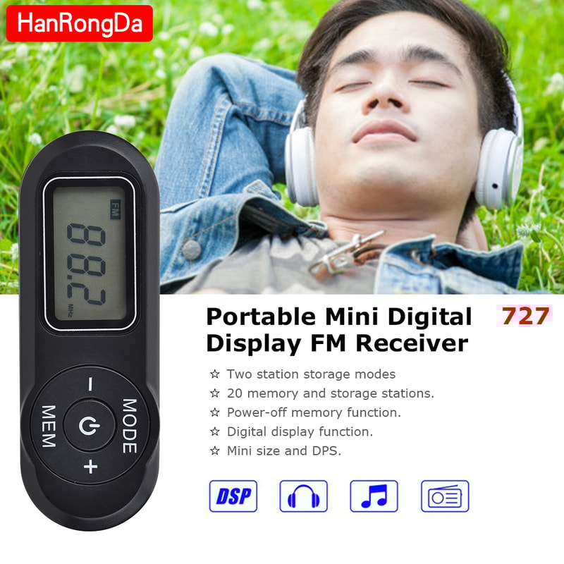 Portable Mini FM Radio Digital Display FM Receiver Player With Headphones Lanyard 2