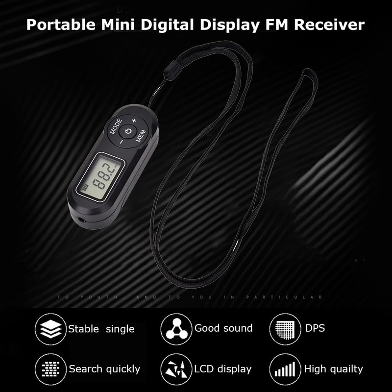 Portable Mini FM Radio Digital Display FM Receiver Player With Headphones Lanyard 3