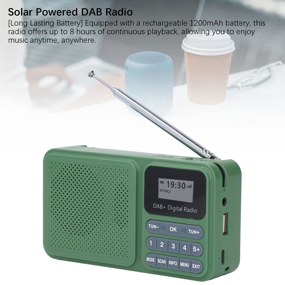 Bluetooth Solar Powered Radio, DAB Digital Radio with Stereo Bluetooth Speaker and USB Music Playback