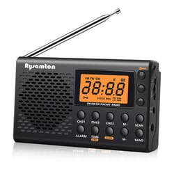 portable am/fm shortwave radio with large digital display, sleep timer, and alarm clock function, battery operated