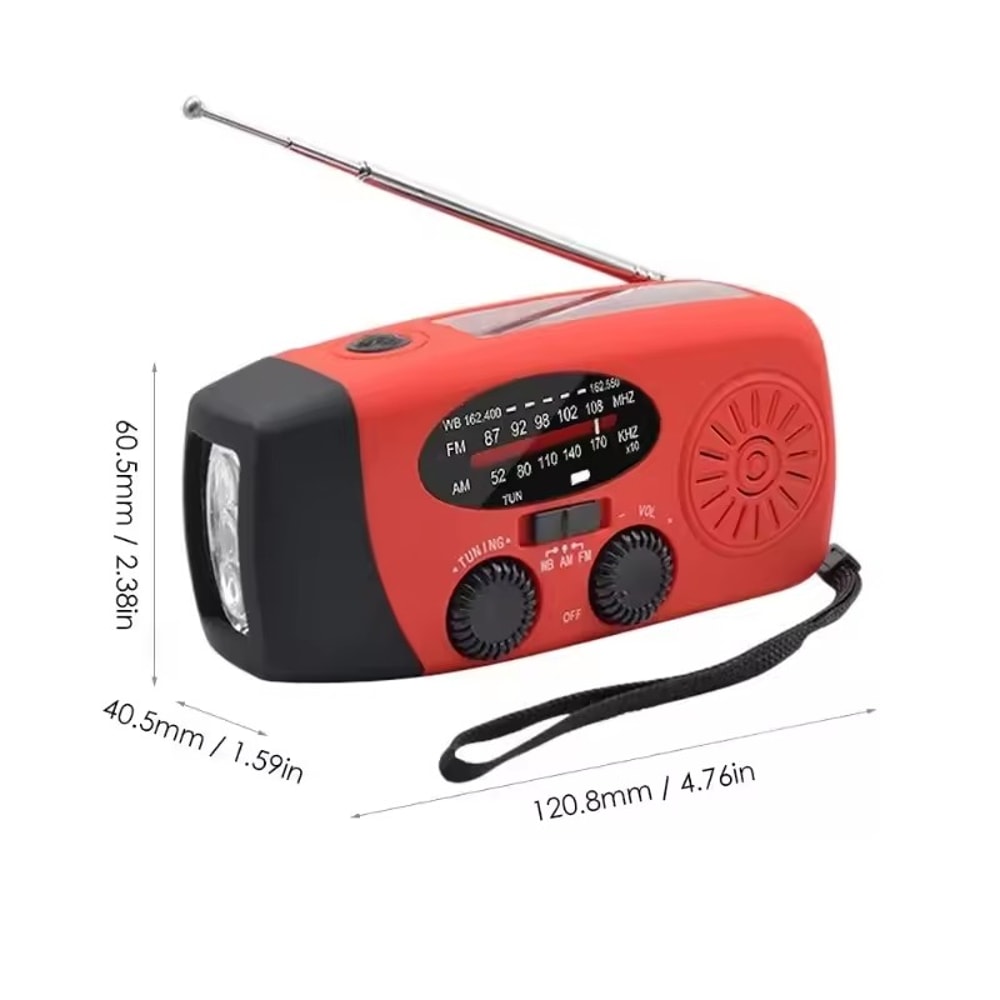 Multifunctional Portable Emergency Radio with Solar & Hand Crank Power Generation