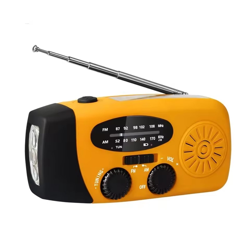 Multifunctional Portable Emergency Radio with Solar & Hand Crank Power Generation
