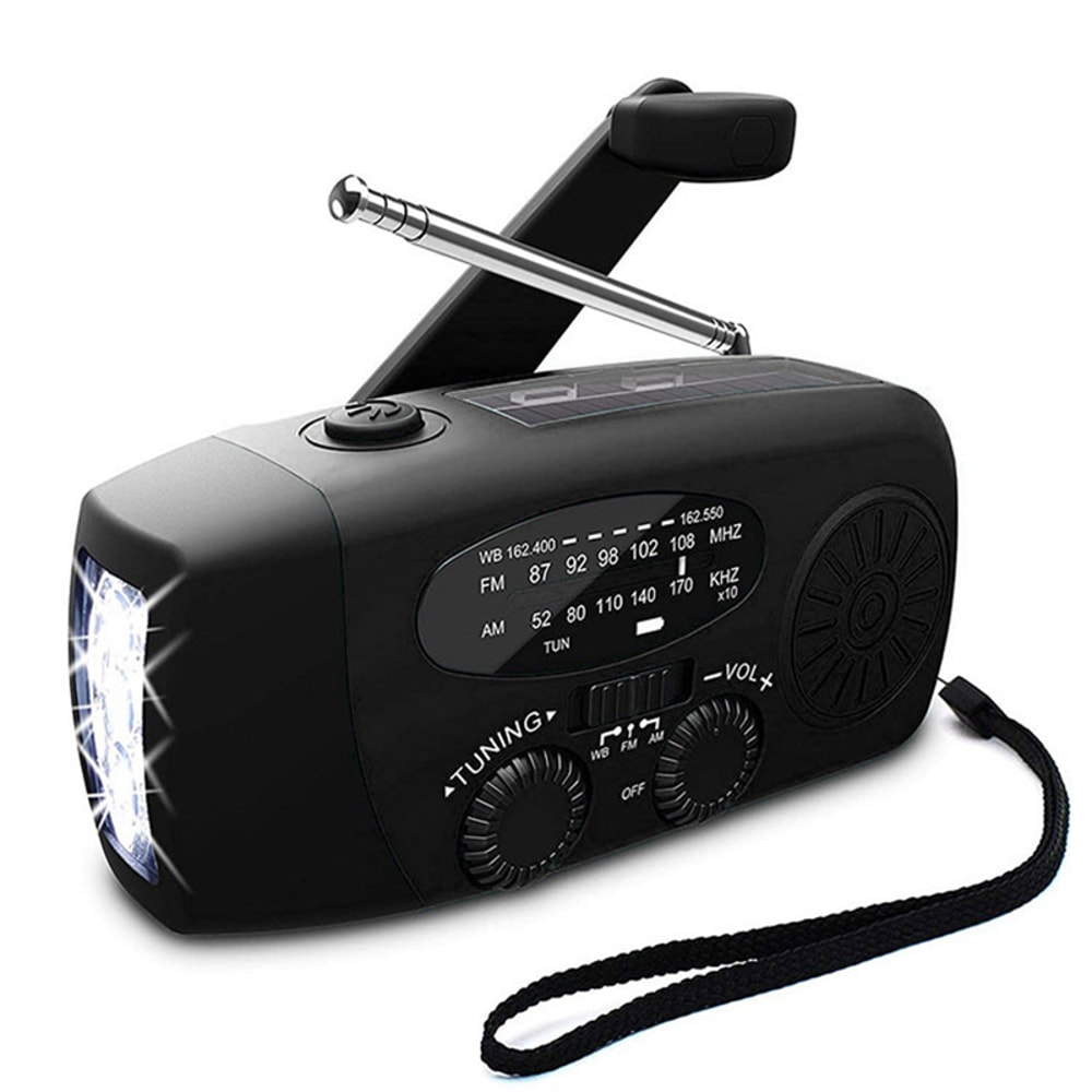 Multifunctional Portable Emergency Radio with Solar & Hand Crank Power Generation