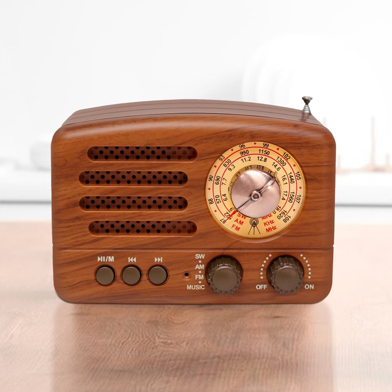 Rechargeable Portable Bluetooth FM AM Radio with Stereo Sound & Player