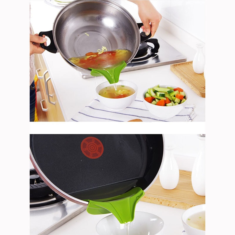 Universal Silicone Clip On Funnel and Pot Strainer for Mess Free Pouring