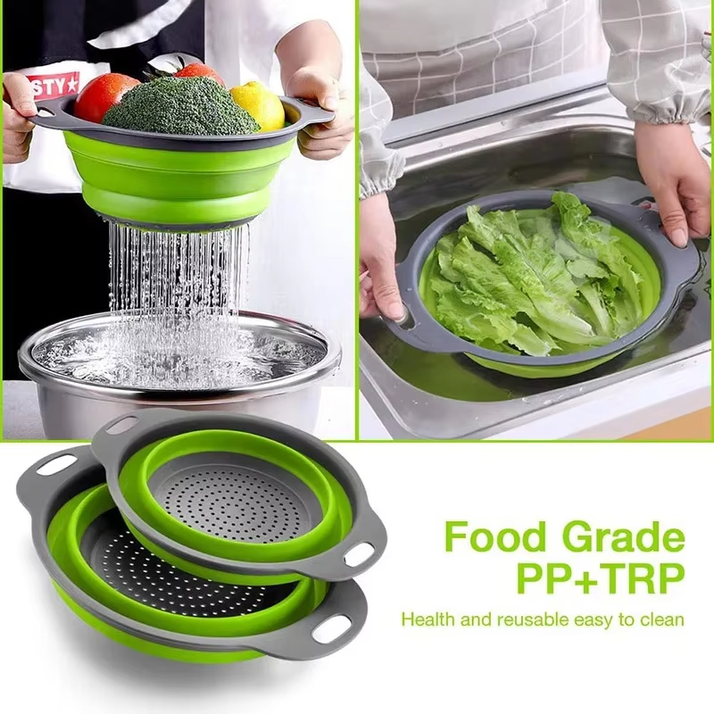 Collapsible Silicone Drain Basket For Fruit And Vegetable Washing 1