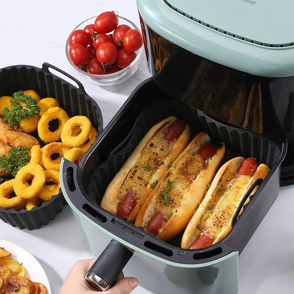 Reusable Square Air Fryer Silicone Liners for Non Stick Basket Mats