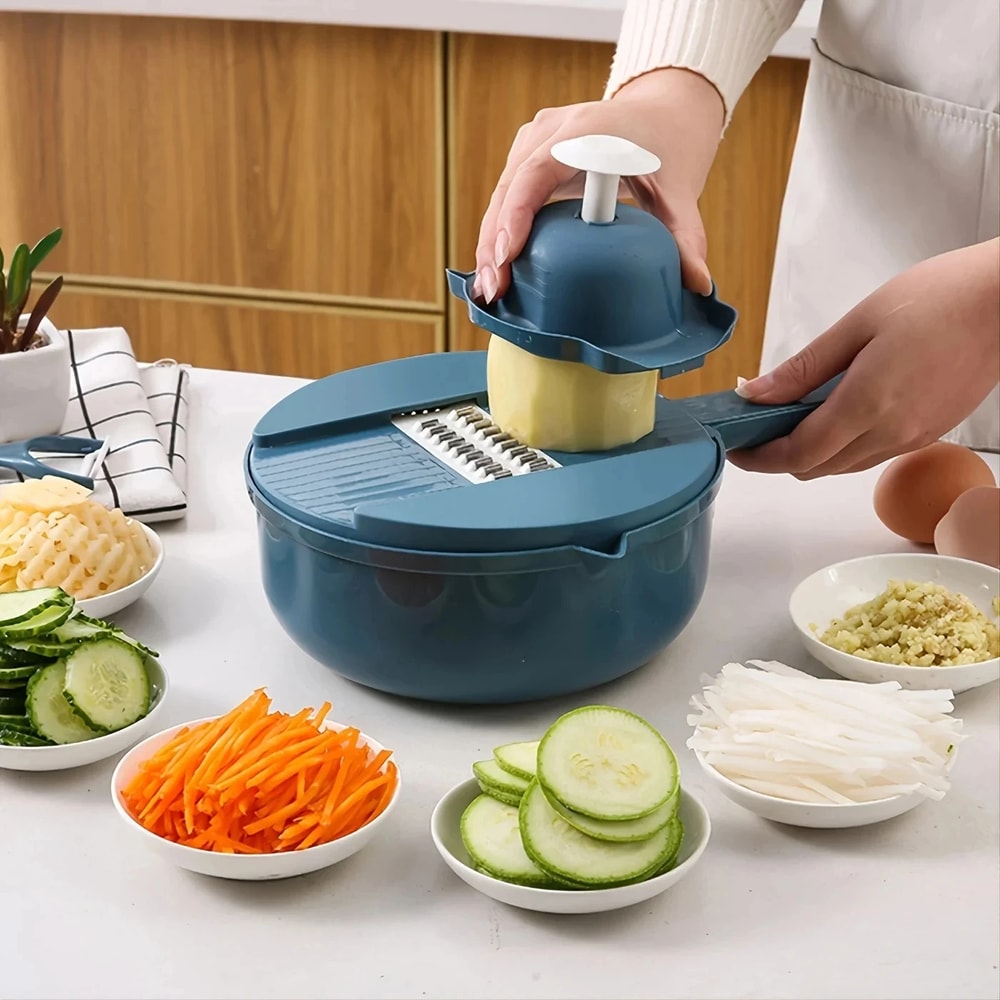 Vegetable Chopper and Mandoline Slicer with Container