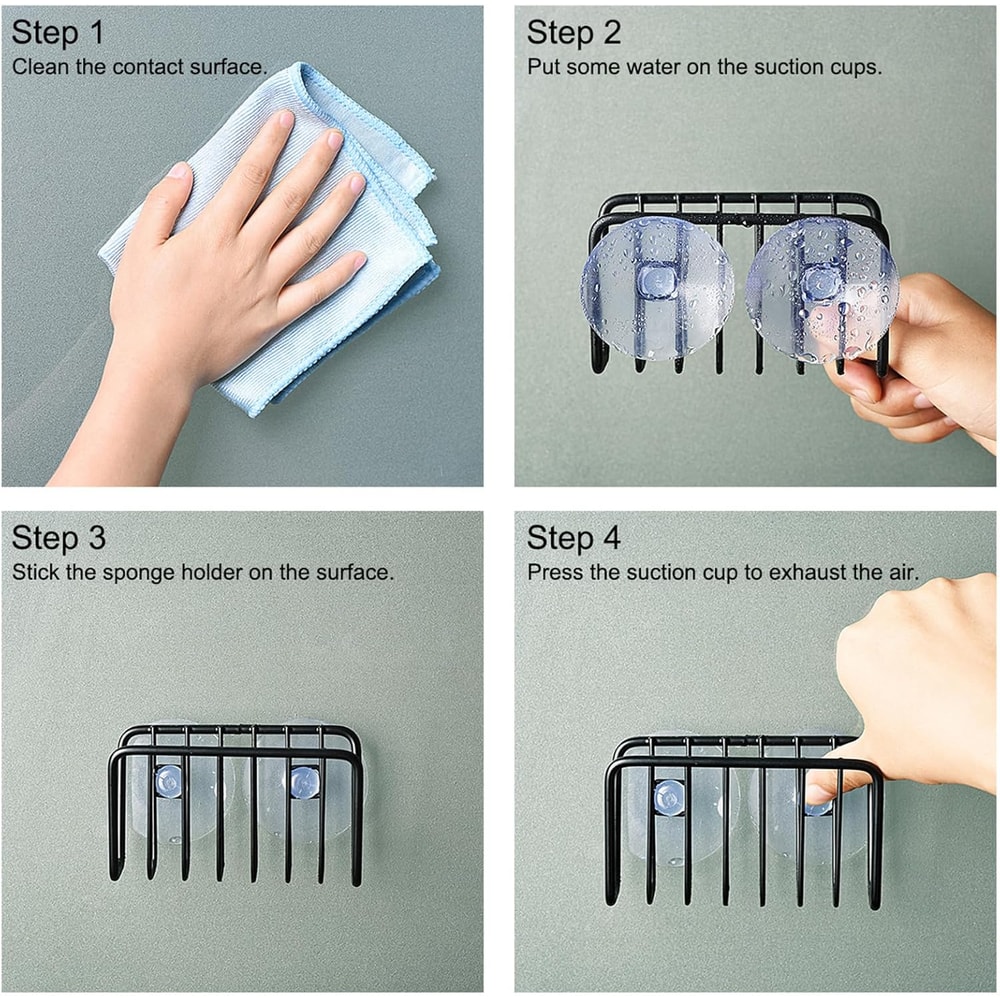 Stainless Steel Sponge Holder For Kitchen Sink With Suction Cup 2