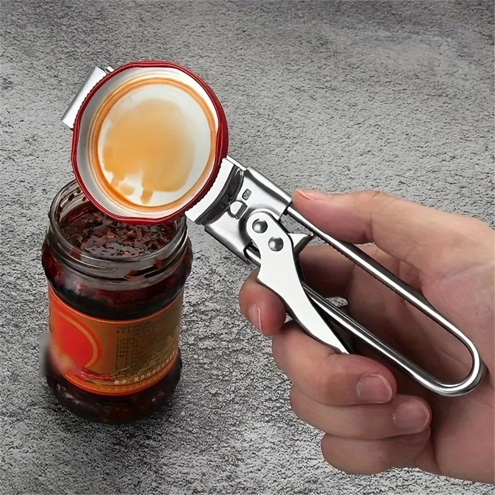 Adjustable Stainless Steel Jar Opener for Weak Hands and Bottle Lids