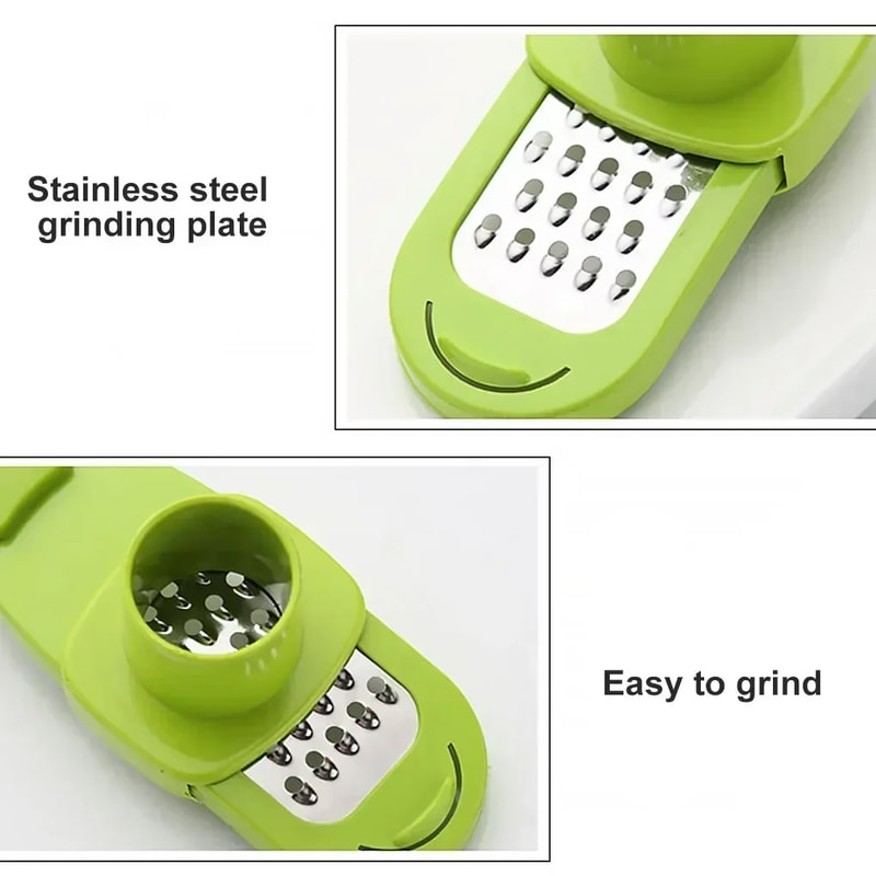 Stainless Steel Garlic Press Rocker with Peeler for Easy Garlic and Ginger Prep