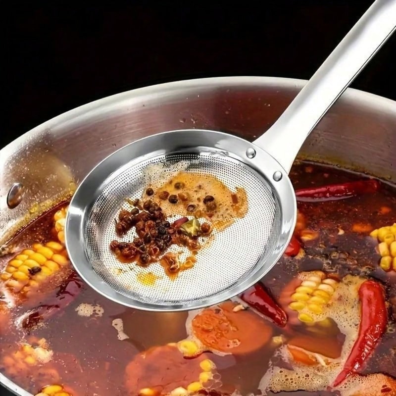 Stainless Steel Fat Skimmer Spoon Fine Mesh Strainer For Oil Foam And Residue 4