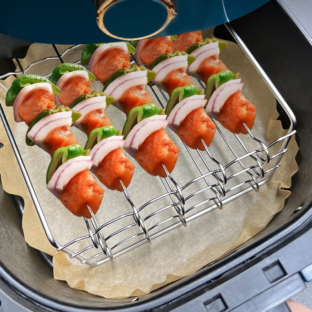 Stainless Steel Air Fryer Skewer Rack Vertical Grill Rack for Kebabs and Meal Prep
