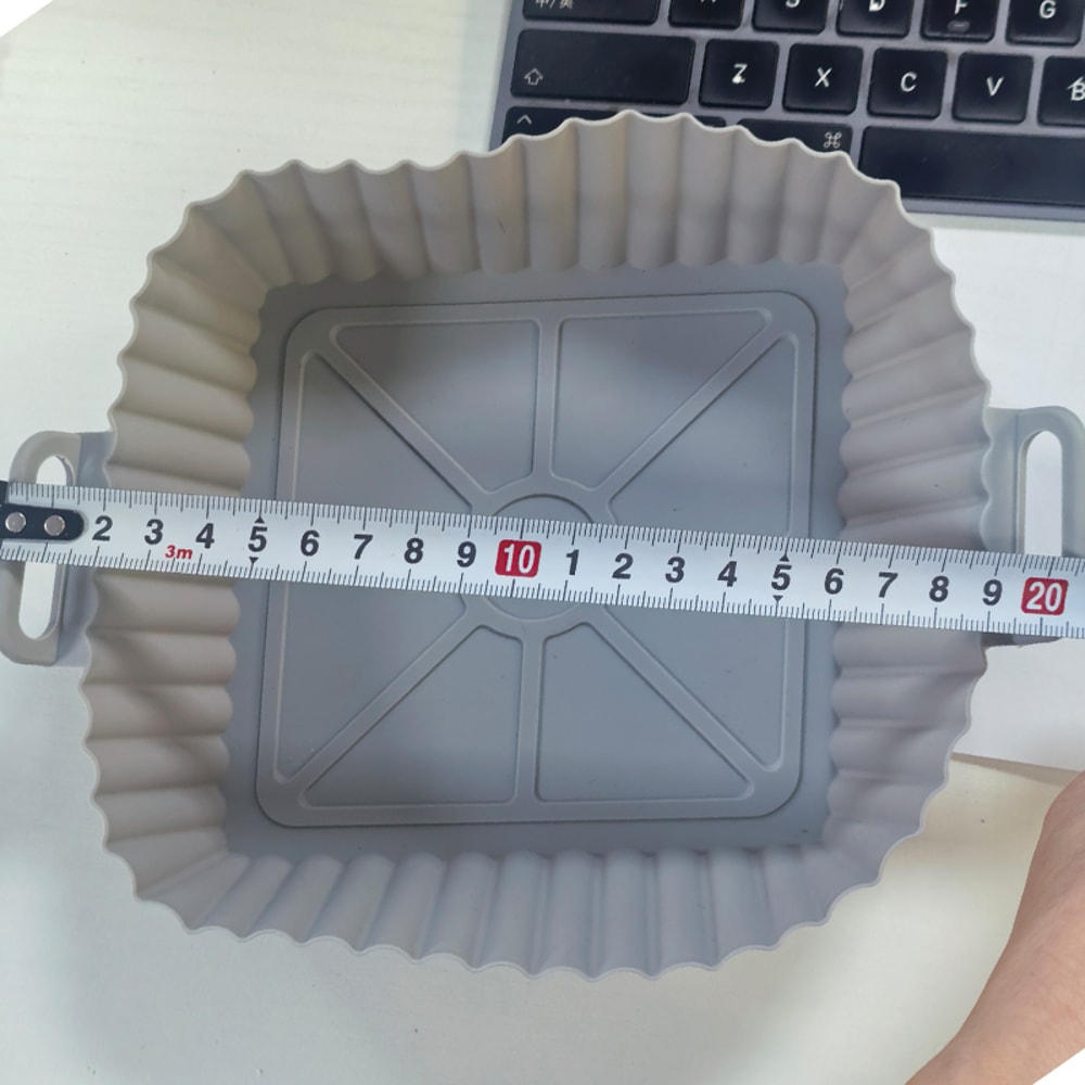 Square Silicone Air Fryer Liner With Handles Reusable Non Stick Baking Pan 3