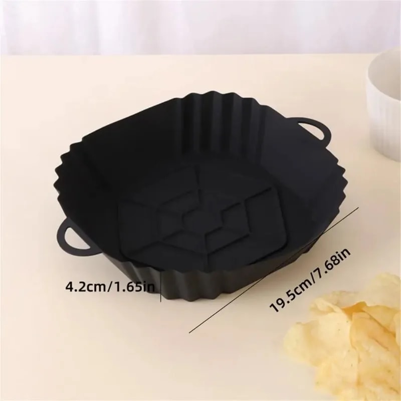Square Silicone Air Fryer Liner With Handles Reusable Non Stick Baking Pan 4
