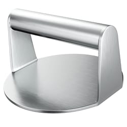 stainless steel burger press for even patties and smash burgers