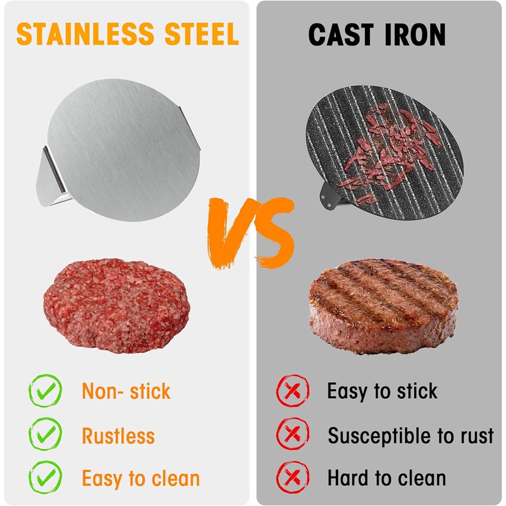 Stainless Steel Burger Press For Even Patties And Smash Burgers 4