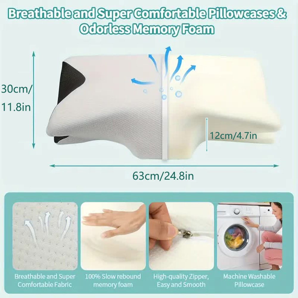 Butterfly Cervical Pillow For Neck Support Memory Foam Orthopedic Side Sleeper Pillow 3