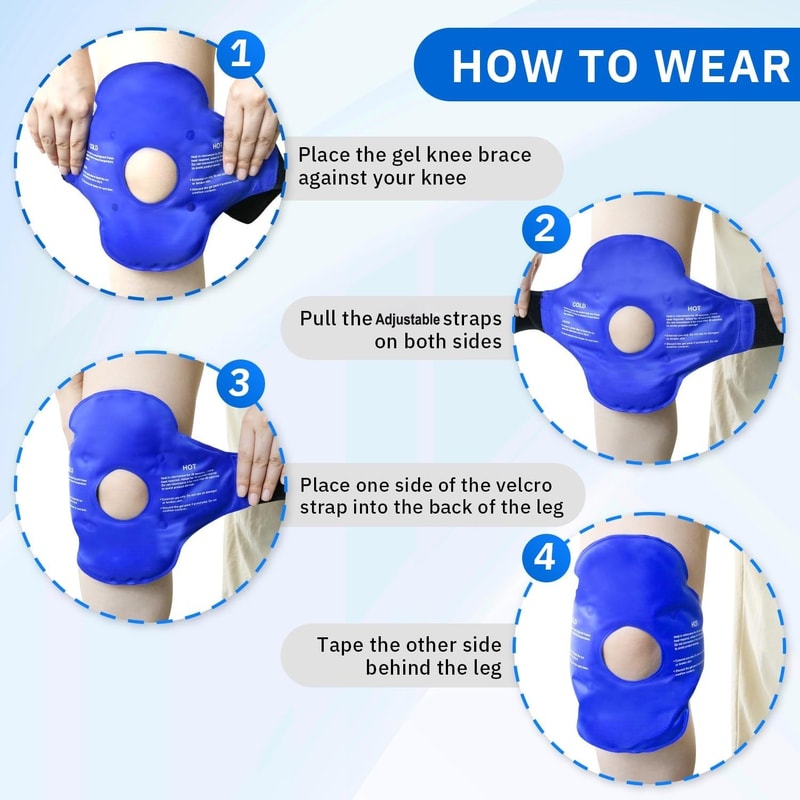Knee Ice Pack for Injury Relief Reusable Hot Cold Gel Compression Wrap for Swelling and Pain