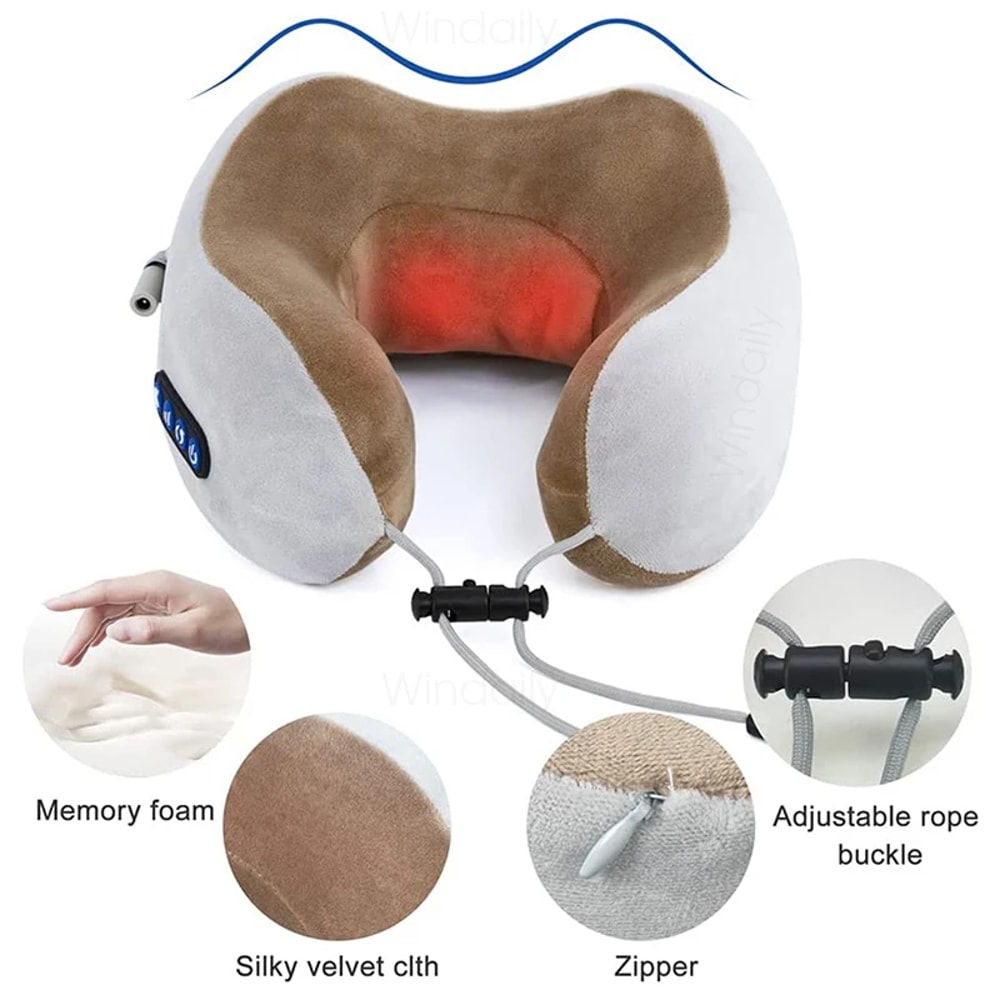Neck Massager with Heat and Vibration U Shaped Neck and Shoulder Pillow