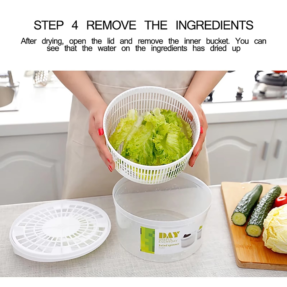 Salad Spinner For Leafy Greens Fast Washing Drying EasytoUse Kitchen Tool 3