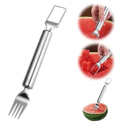 watermelon slicer stainless steel fruit cutter fork for easy melon cubes