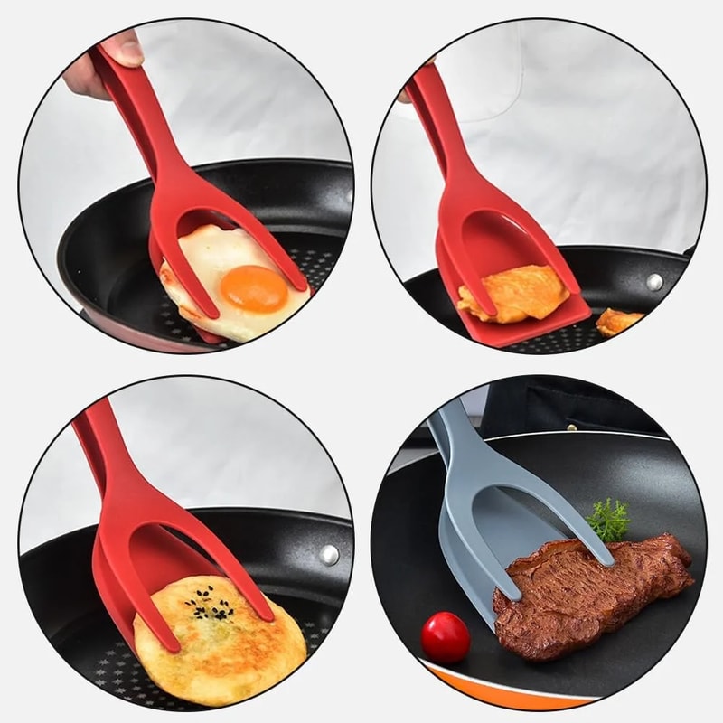 Grip and Flip Spatula Tongs for Eggs, Pancakes and Fish