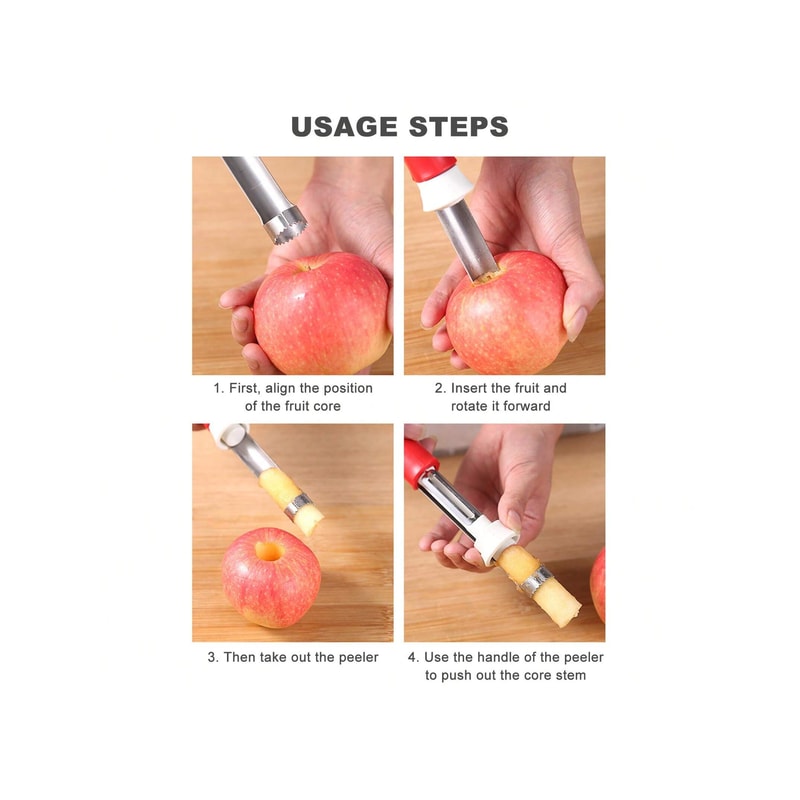 Stainless Steel Apple Corer Tool And Fruit Corer Peeler 2