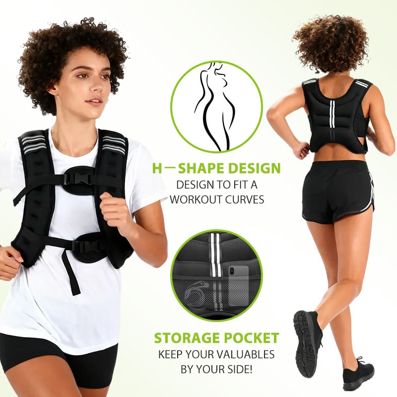 Weighted Vest for Running and Strength Training with Reflective Stripes and Pocket