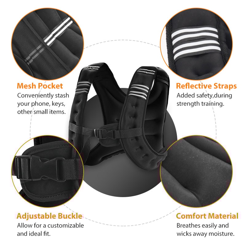 Reflective Weighted Vest For Men And Women Adjustable Running And Strength Training Vest 3