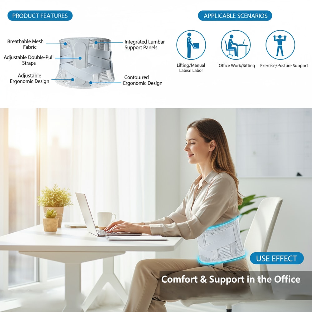 Lumbar Support Back Brace For Lower Back Pain Relief Sciatica Herniated Disc Support 2