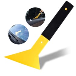 car window tint squeegee with long reach handle triangle plastic scraper for vinyl wrap, glass film, and decals