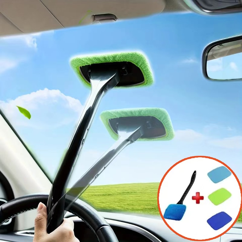 Car Window Cleaner Brush Kit Auto Windshield Interior Glass Wiper With Long Handle For Easy Cleanin 0