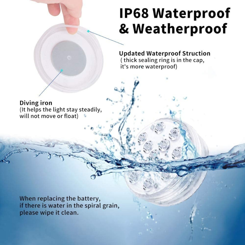 Rechargeable Submersible LED Pool Lights with Remote Waterproof Underwater LED Lights for Inground Pools and Pond