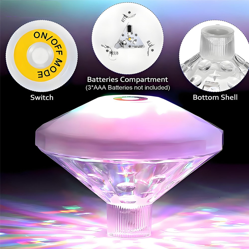 Floating Underwater Light RGB LED Disco Lamp Submersible Pool Spa Light For Parties 4