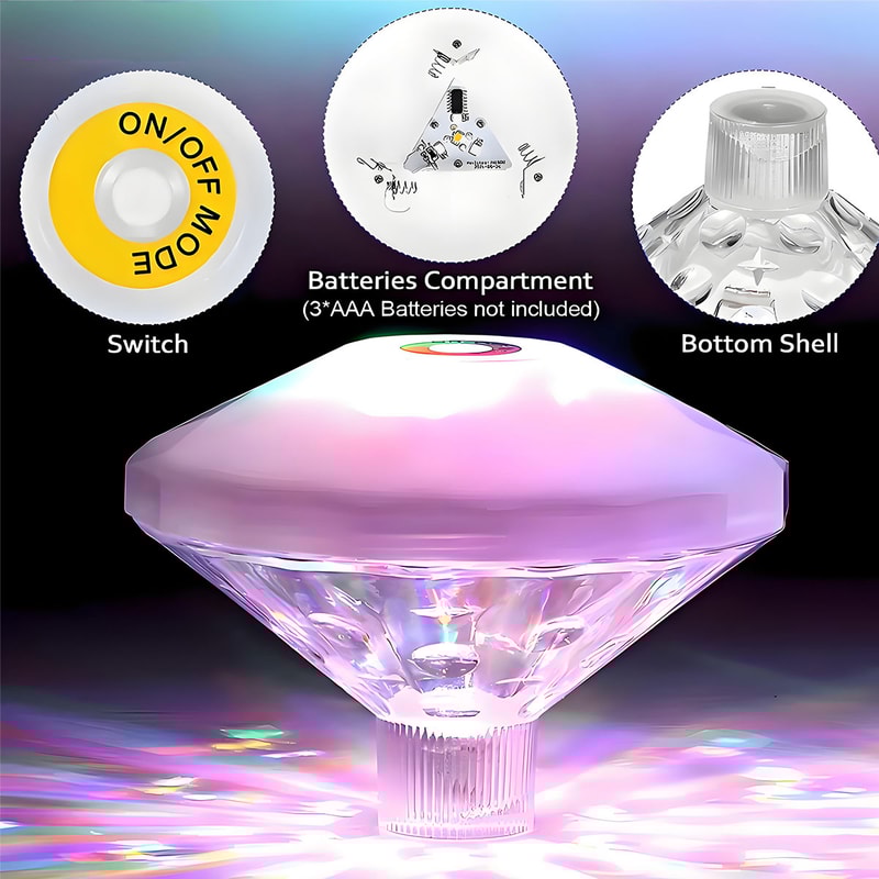Floating Underwater Light RGB LED Disco Lamp Submersible Pool Spa Light For Parties 4