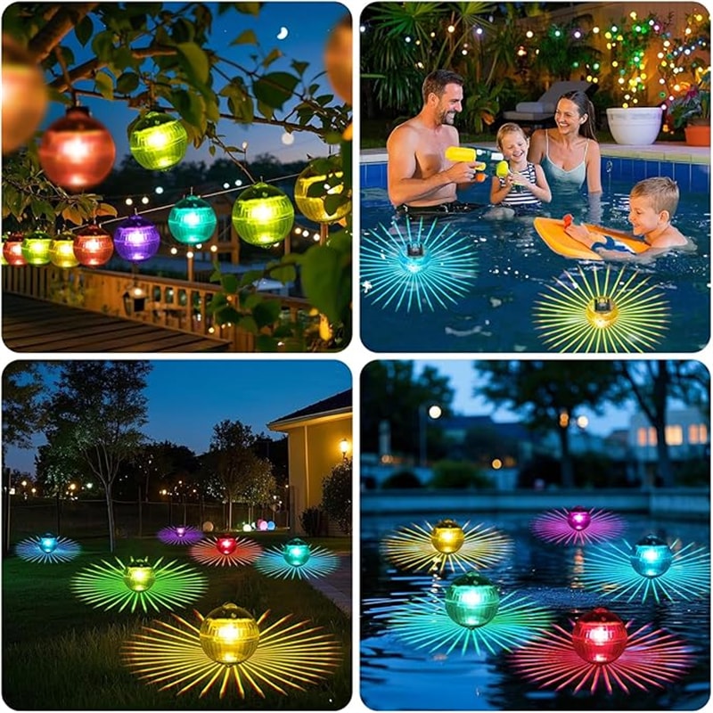 Solar Floating LED Pool Light ColorChanging Waterproof Disco Lamp For Pools Ponds Outdoor Spaces 6