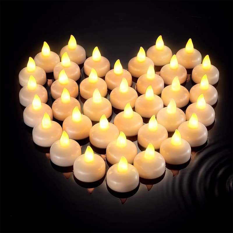 Floating Waterproof LED Tea Lights Flickering BatteryOperated Flameless Candles For Pool Bathtub O 0