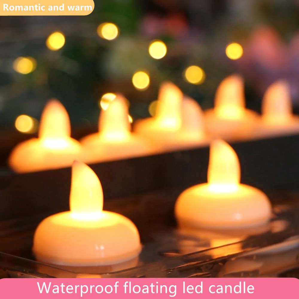 Floating Waterproof LED Tea Lights Flickering BatteryOperated Flameless Candles For Pool Bathtub O 2
