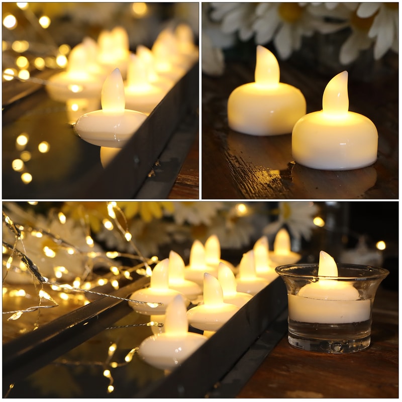 Floating Waterproof LED Tea Lights Flickering BatteryOperated Flameless Candles For Pool Bathtub O 1