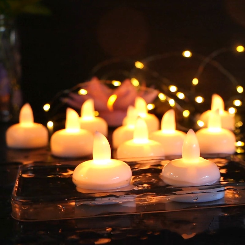 Floating Waterproof LED Tea Lights Flickering BatteryOperated Flameless Candles For Pool Bathtub O 5