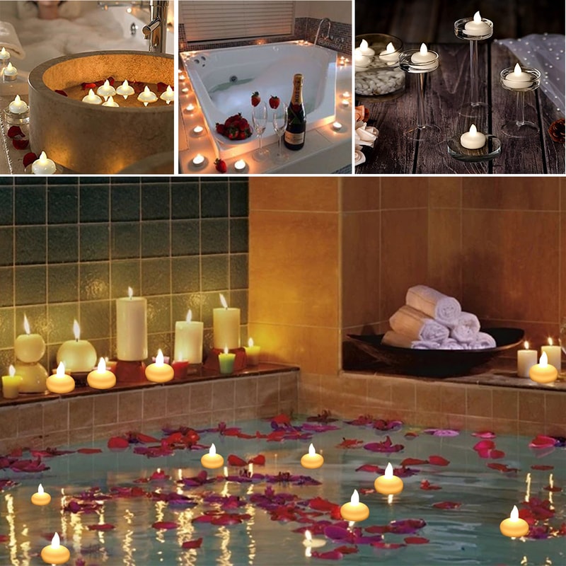 Floating Waterproof LED Tea Lights Flickering BatteryOperated Flameless Candles For Pool Bathtub O 4