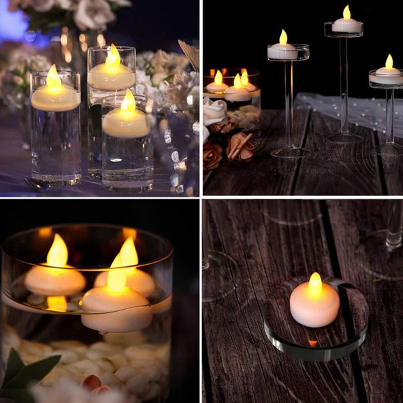 Floating Waterproof LED Tea Lights Flickering BatteryOperated Flameless Candles For Pool Bathtub O 6