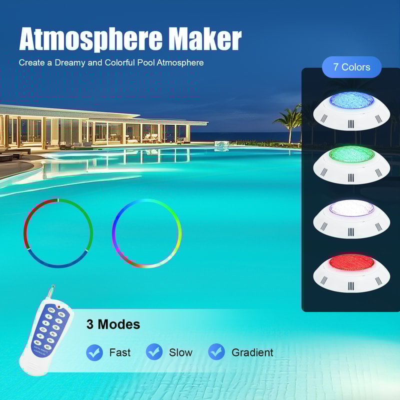 LED Pool Light Color Combinations Waterproof Dynamic Modes LED Beads 3