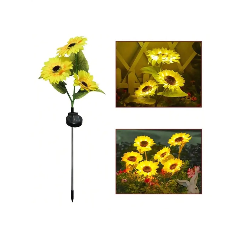 Solar Powered Sunflower Light for Outdoor Garden Waterproof LED Ground Lamp for Lawn & Courtyard Decoration