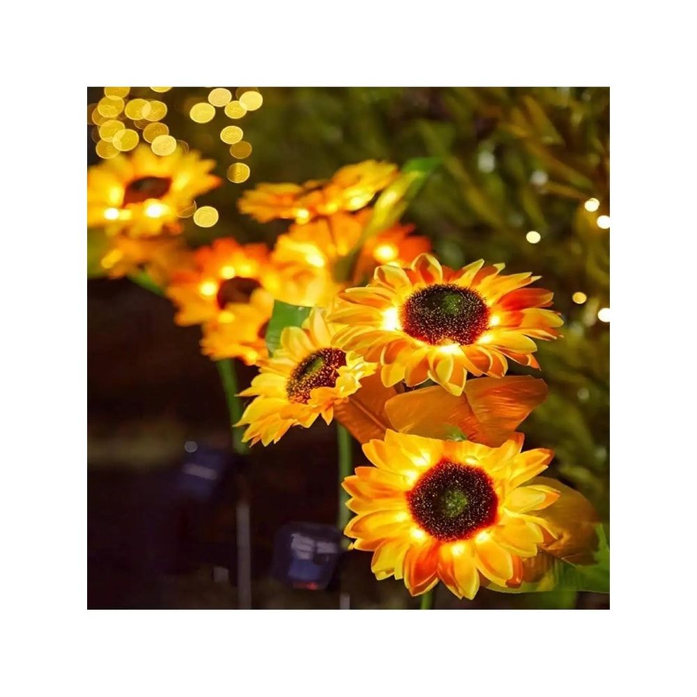 Solar Powered Sunflower Light for Outdoor Garden Waterproof LED Ground Lamp for Lawn & Courtyard Decoration