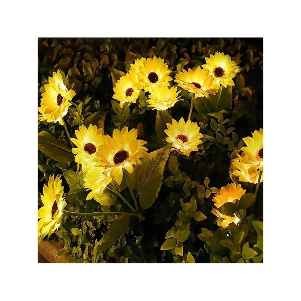 Solar Powered Sunflower Light for Outdoor Garden Waterproof LED Ground Lamp for Lawn & Courtyard Decoration